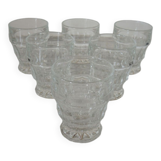 6 faceted glass cups