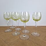 7 Antique chiseled crystal wine glasses from Ouraline