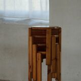 Mid-20th century, set of 4 vintage stackable pine stools, Danish design.