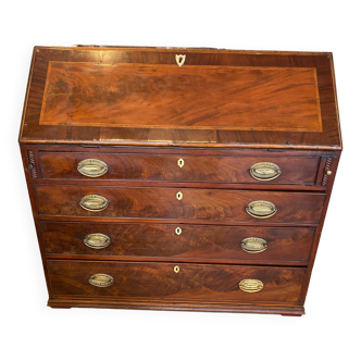 English scriban desk 19th c. mahogany with drawers bronze fittings bone knobs