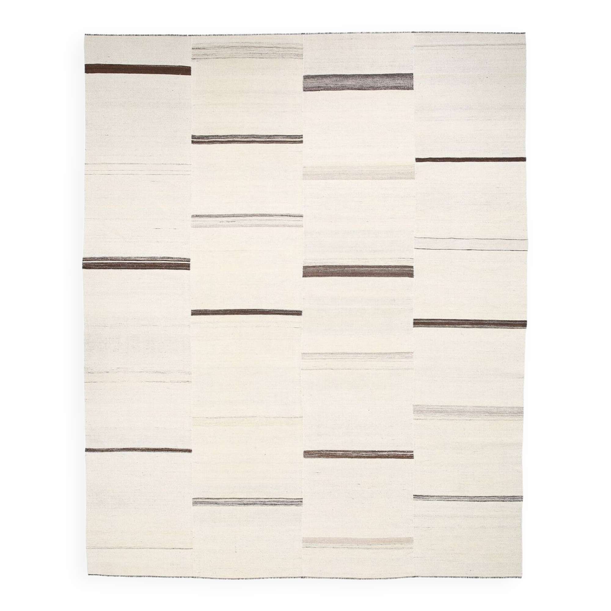 9x11 Beige & Light Brown Handwoven Kilim Rug For Living Room, 262x338 Cm