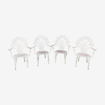 Lot de 4 chaises de jardin fer forger