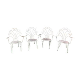 Set of 4 chairs of garden iron forge