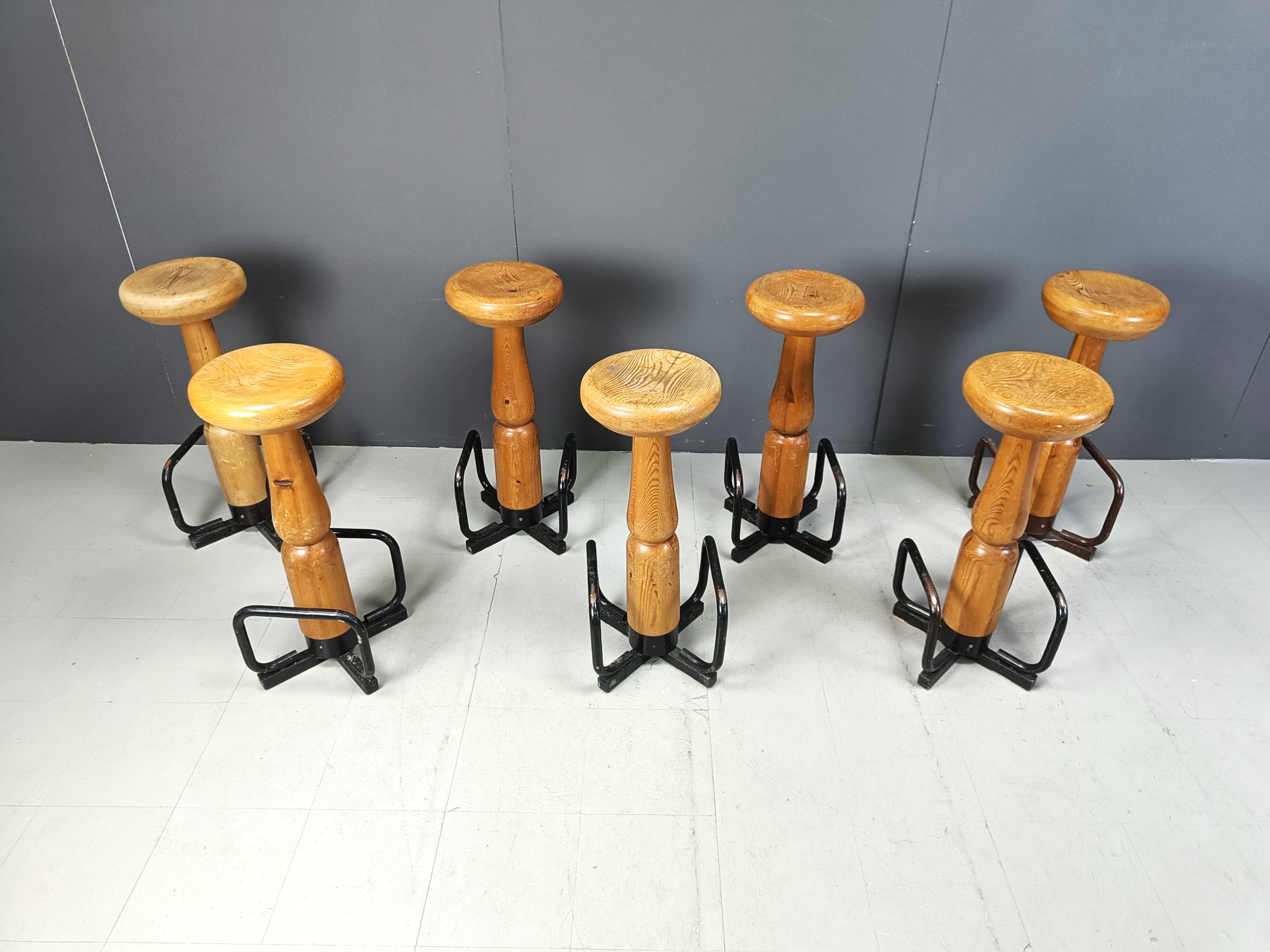 Mid century brutalist bar stools, 1960s - set of 7