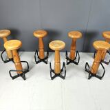 Mid century brutalist bar stools, 1960s - set of 7