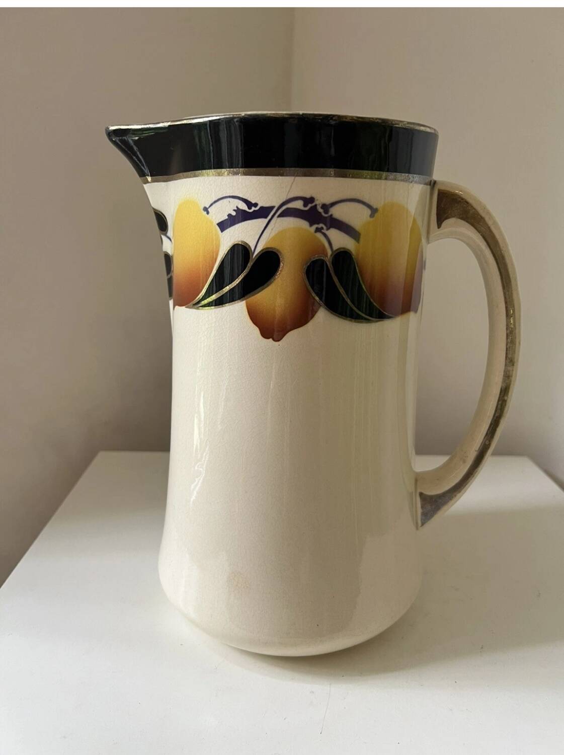 Pichet, broc décor citron Moulins des loups 1950