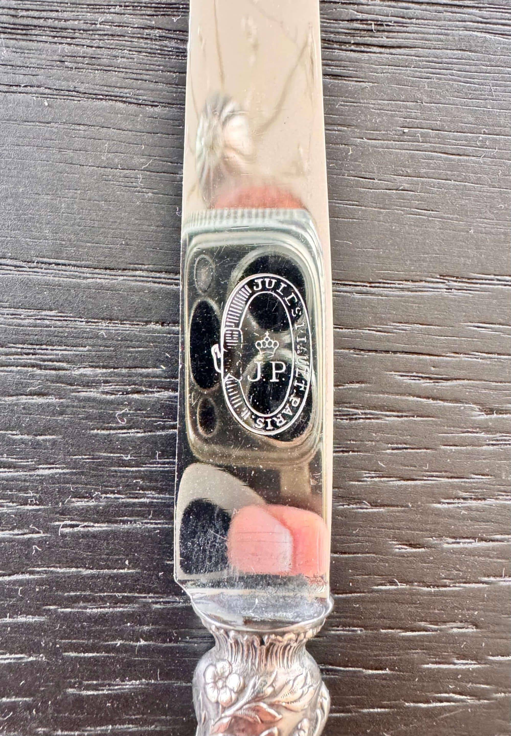 12 Robert Linzeler knives and leg of lamb set for Jules Piault Paris