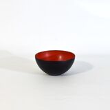 Vintage Krenit bowl by Herbert Krenchel, Denmark 1950, black metal and red enamel