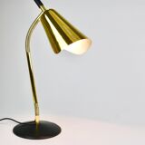 Rare desk and table lamp in brass and leather by Carl Aubock II #4280, Vienna, Austria.