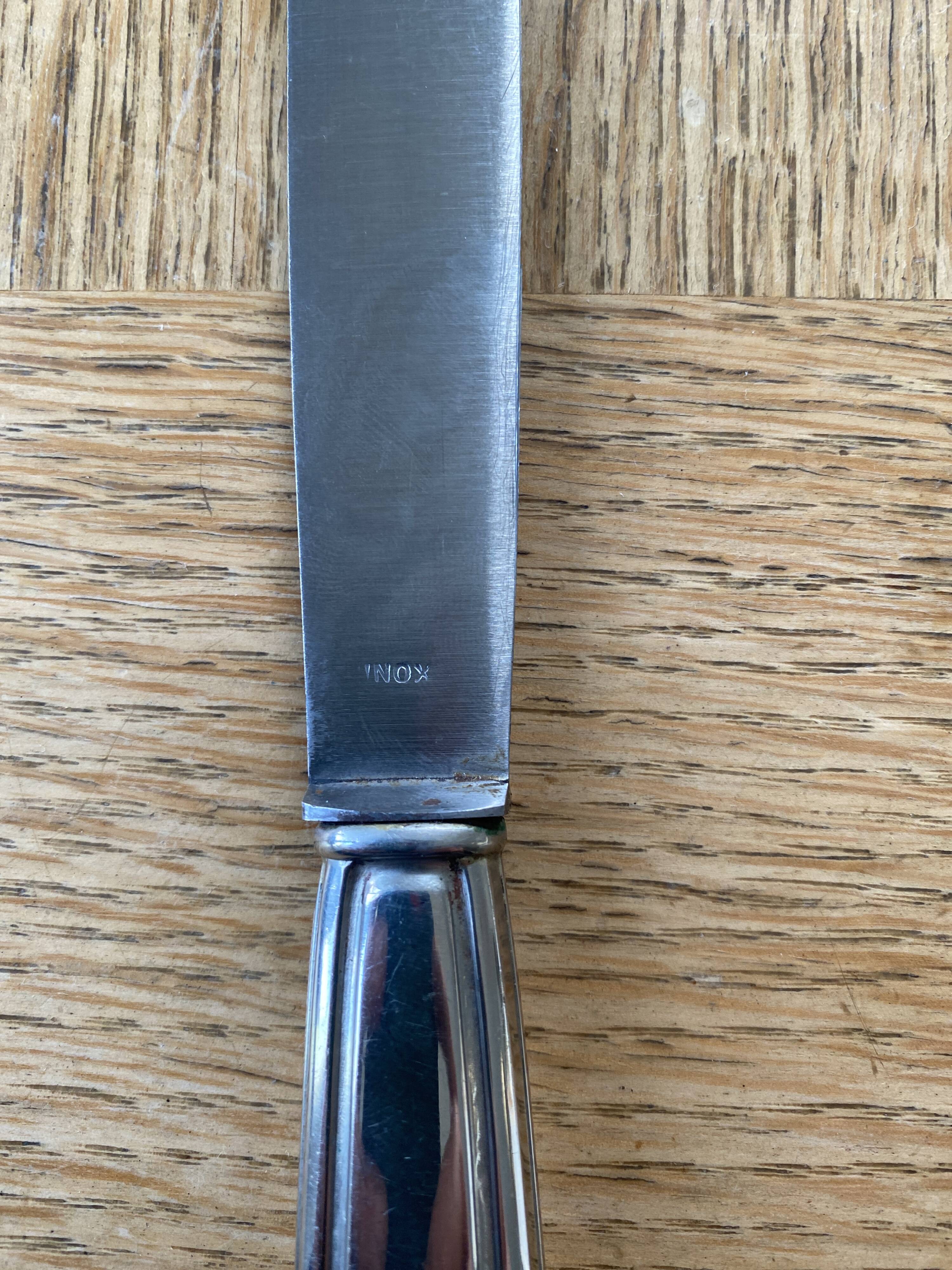 Art Deco silver metal leg of lamb cutlery