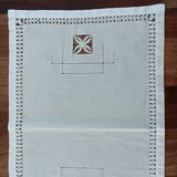 Napperon brodé lin blanc vintage