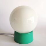 Vintage white opaline living room bedside desk lamp "Green and lavender"