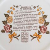 Flat plate in Gien earthenware, Bordeaux "Au Bouquet" model