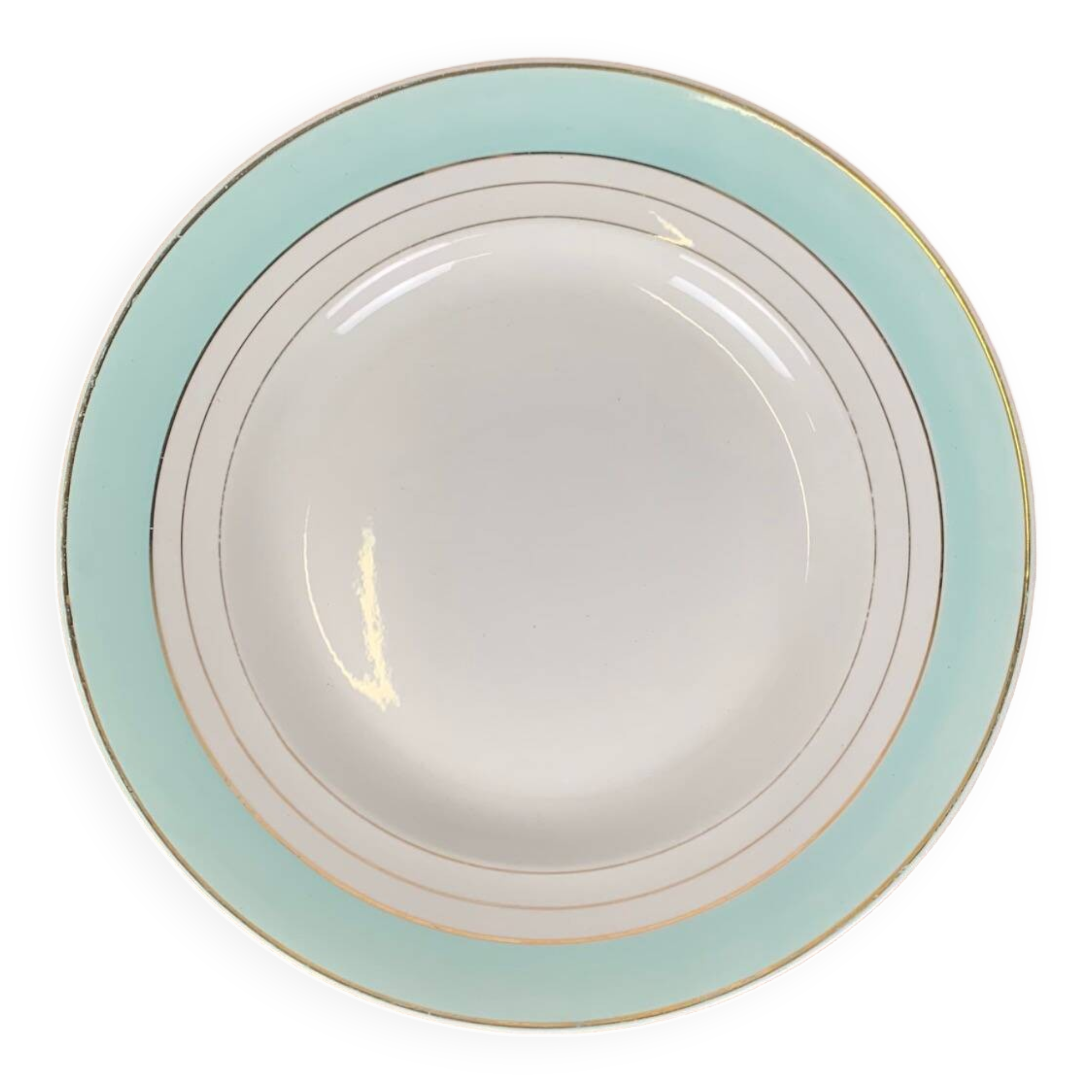 Round Lunéville dish, "Régence" model, water green, late 19th century