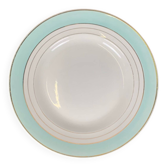 Round Lunéville dish, "Régence" model, water green, late 19th century