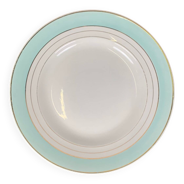Round Lunéville dish, "Régence" model, water green, late 19th century