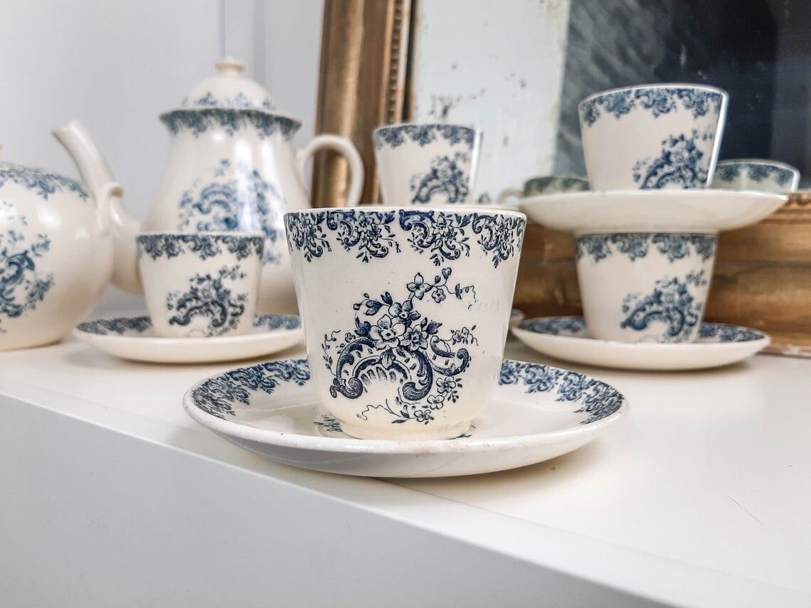 Tea service Louis XV in Earth of Gien Iron Earth