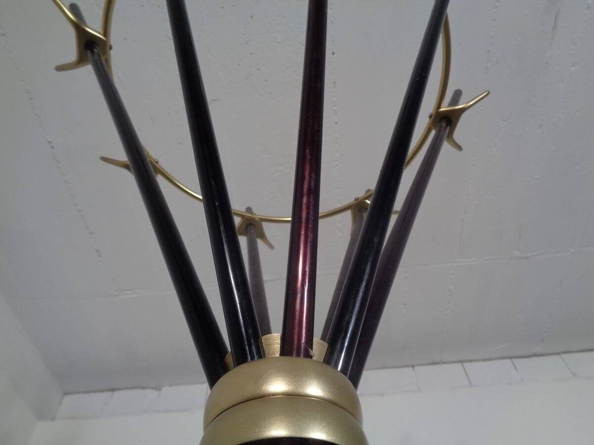 Italian copper and steel tubular coat rack, 1950s