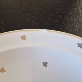 Poral Limoges - Plat creux rond - modèle de fleurs dorées et filet doré - Porcelaine