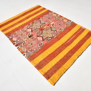 5x6 Yellow and Red Decorative Kilim Carpet, Orientel Kilim Rug, 140x192Cm