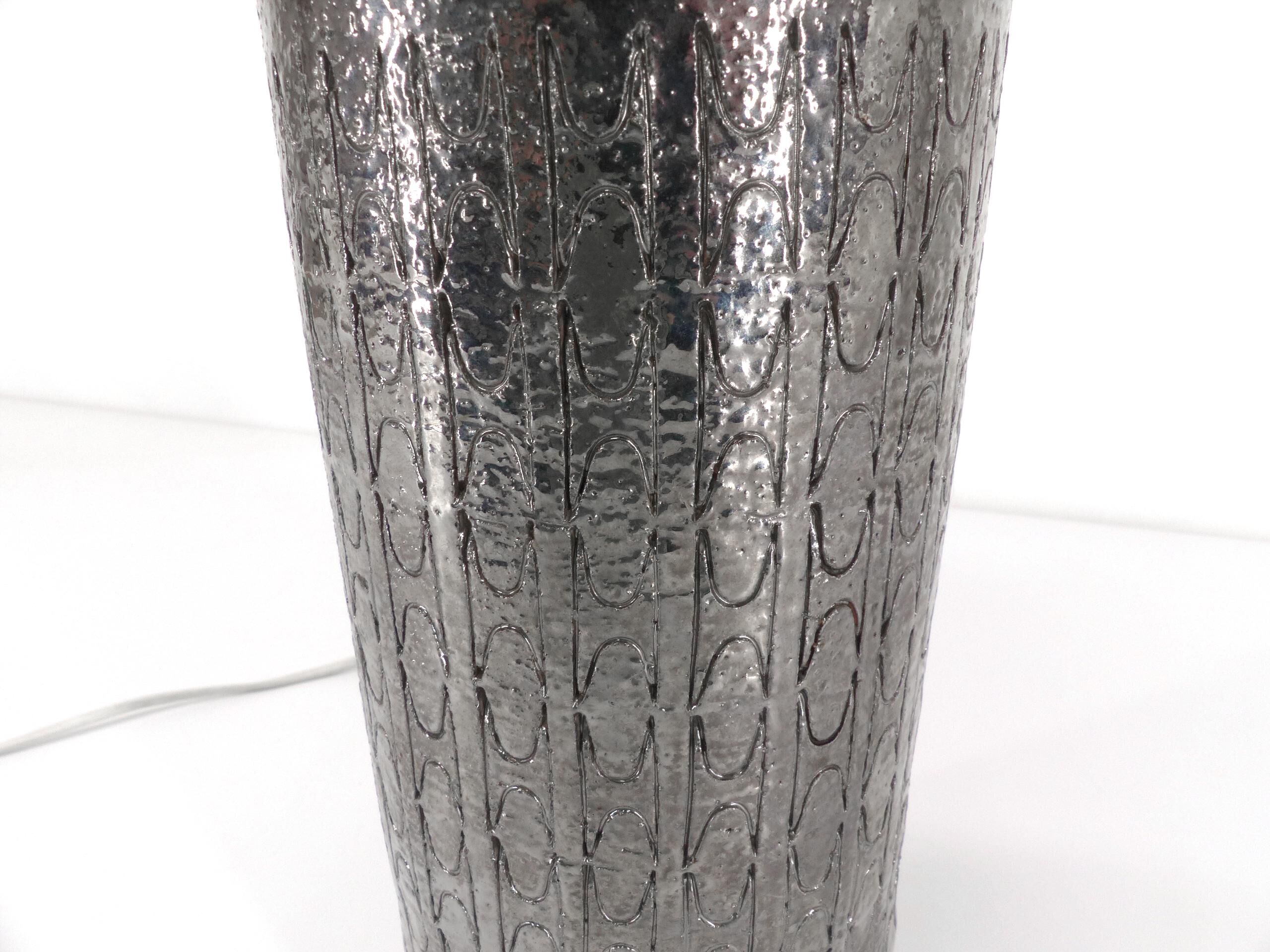 Silver ceramic lamp foot by Bitossi for Bergoms 1960