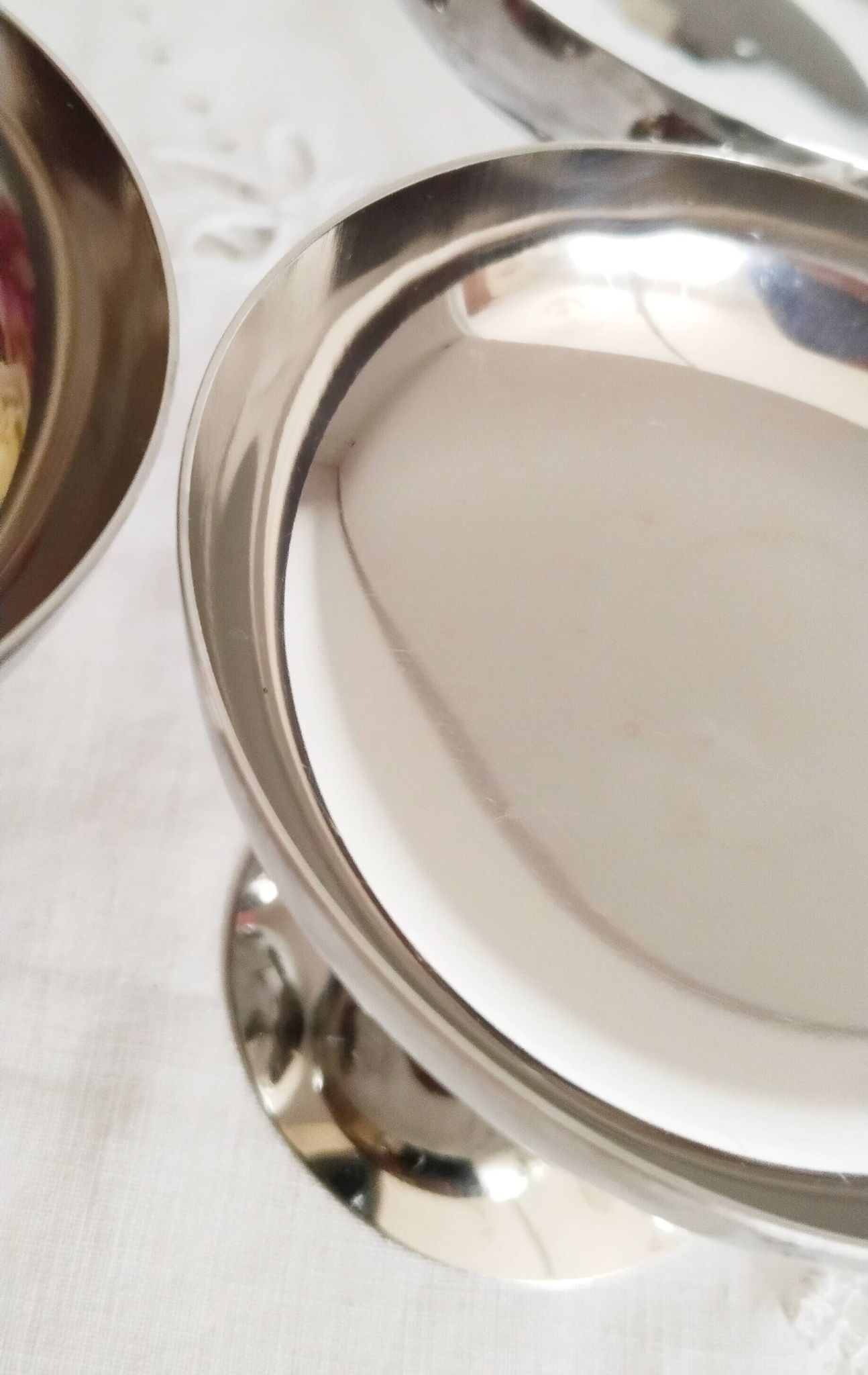 Set of 6 vintage ice cream cups on foot, in 18/10 stainless steel (ref 18)