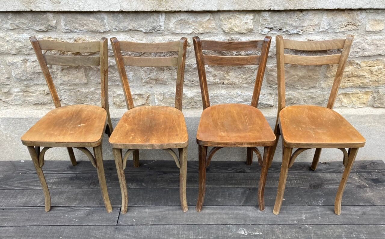 Set of 4 antique bistro chairs