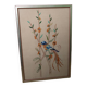 Tableau brodé oiseau bleu et orange