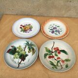 4 Plates with mismatched fruity patterns