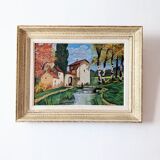 G Paul (20th century school) House by the river Oil on canvas Signed lower right Framed
Painting signed G Paul mill lake characters and trees
Very good condition 
Dimensions of the painting 50 cm x 35 cm 
Dimensions of the wooden frame with slight wear 64 cm * 49 cm (Depth about 6 cm)