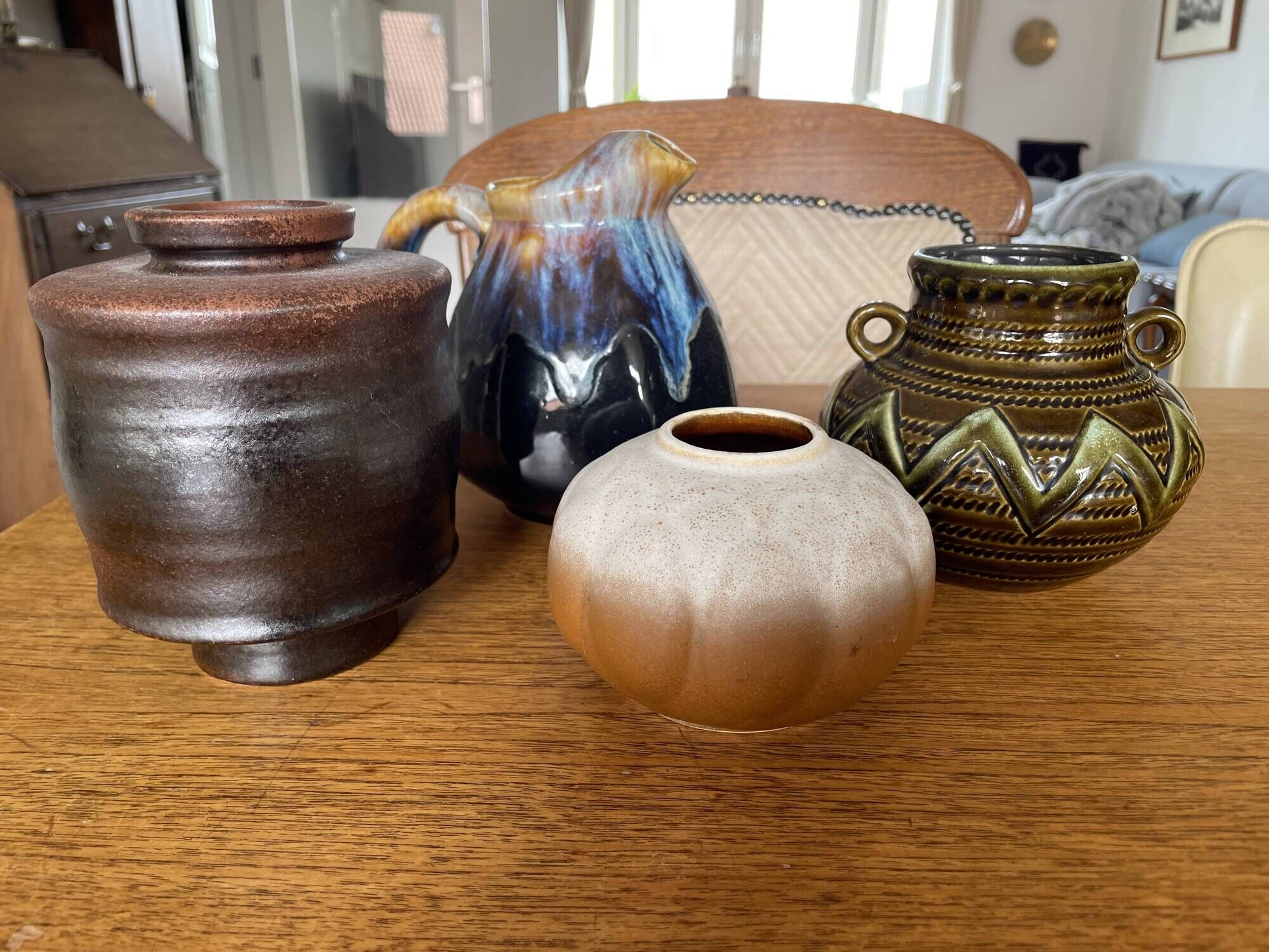 Set of 4 vintage French and German vases - Strehla, Vallauris, Steuler