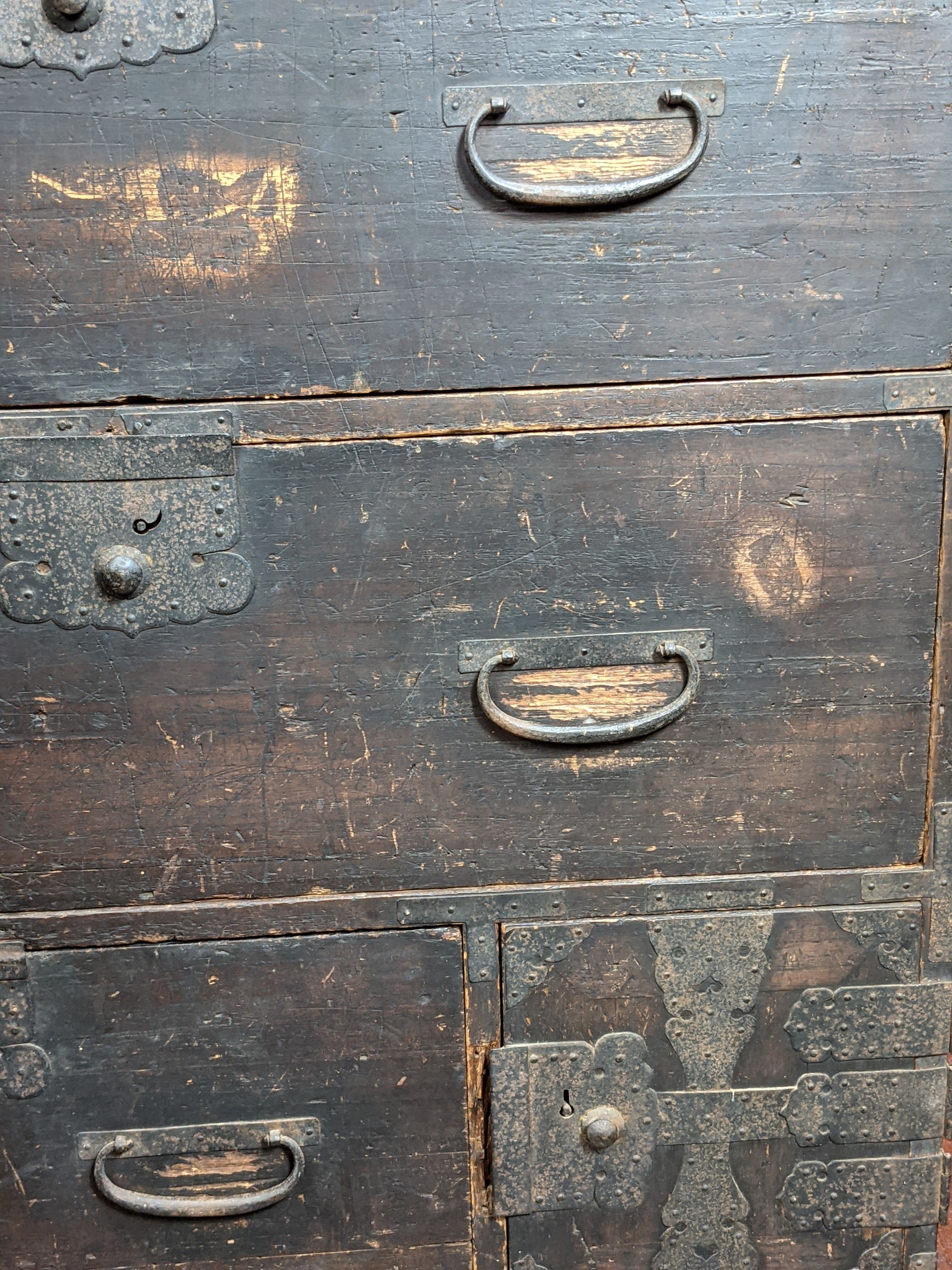 Tansu linen chest of drawers, japan, wabi sabi style, early nineteenth