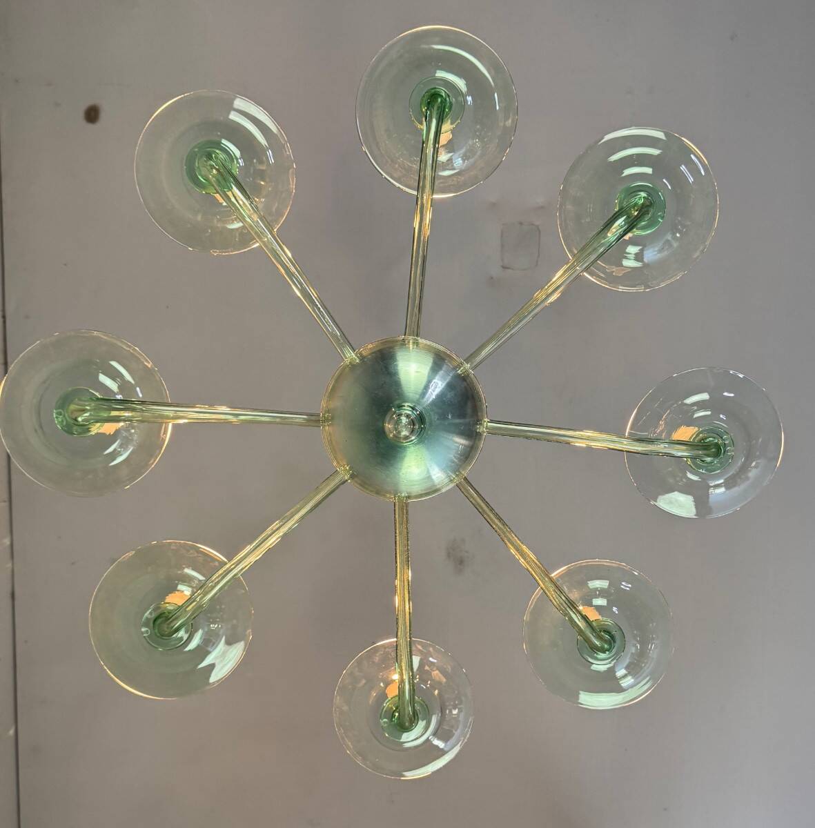 Green Murano glass Venetian chandelier, Venini, circa 1920