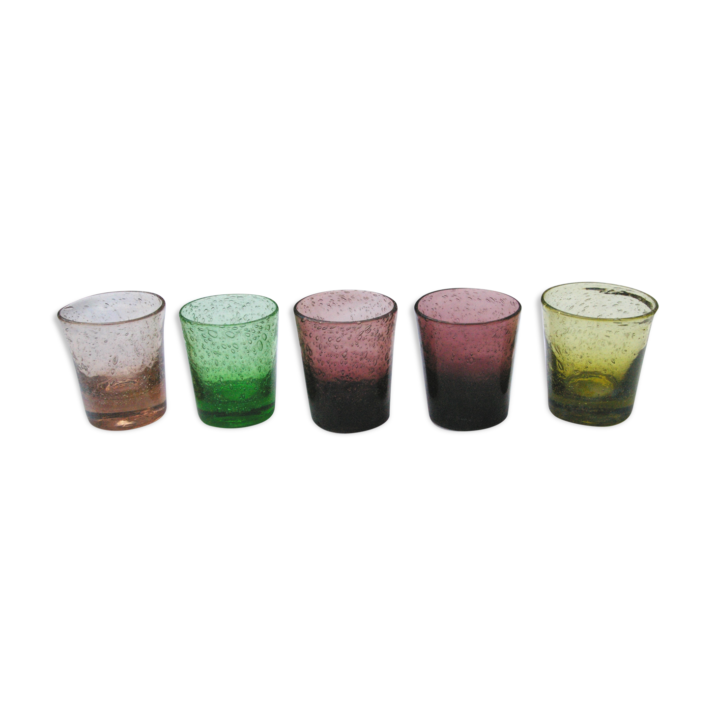 5 vintage bubble glass cups from Biot