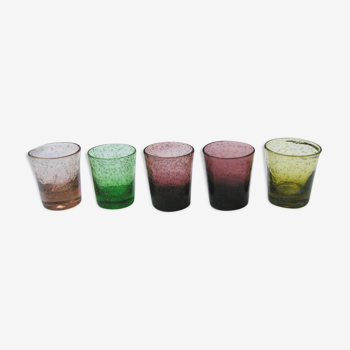 5 vintage bubble glass cups from Biot