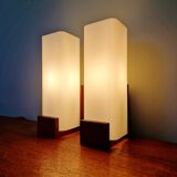Pair of wall sconces in teak and opaline, Louis Kallf, Philips, 1960