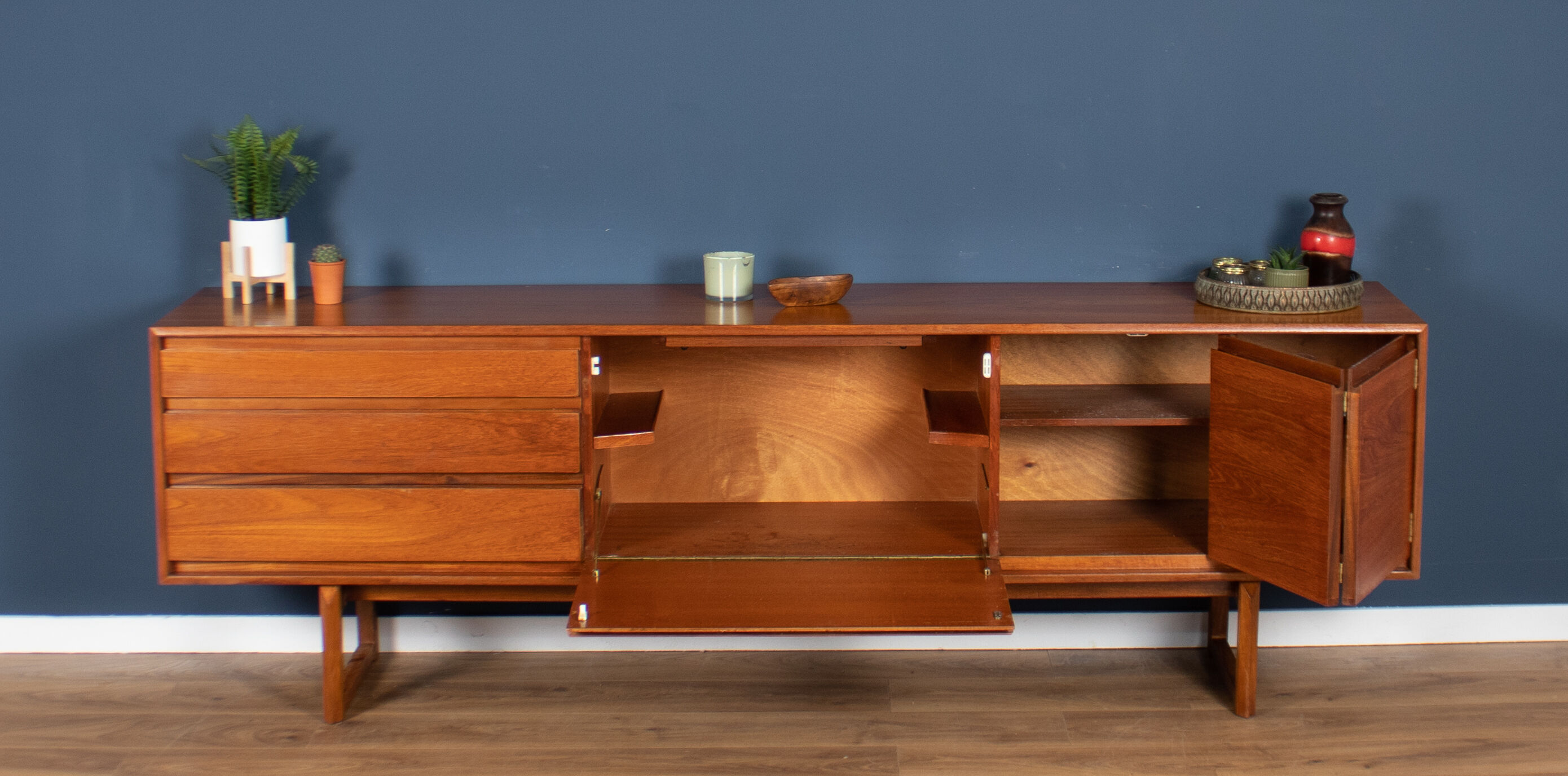 Long retro teak 1960s white & newton 'chilgrove' sideboard