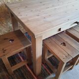 Wooden table and 4 stools