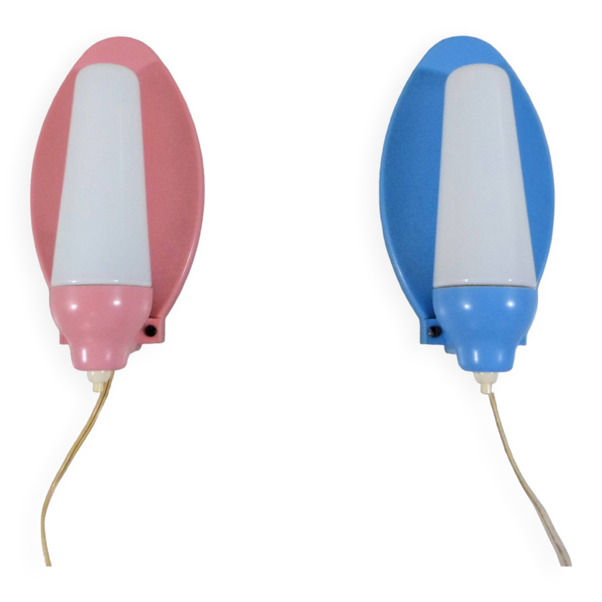 Set of 2 Wall lamps pink & blue 1950’s