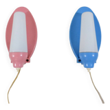 Set of 2 Wall lamps pink & blue 1950’s