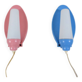 Lot de 2 appliques rose et bleu années 50