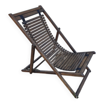 Vintage solid teak deckchair