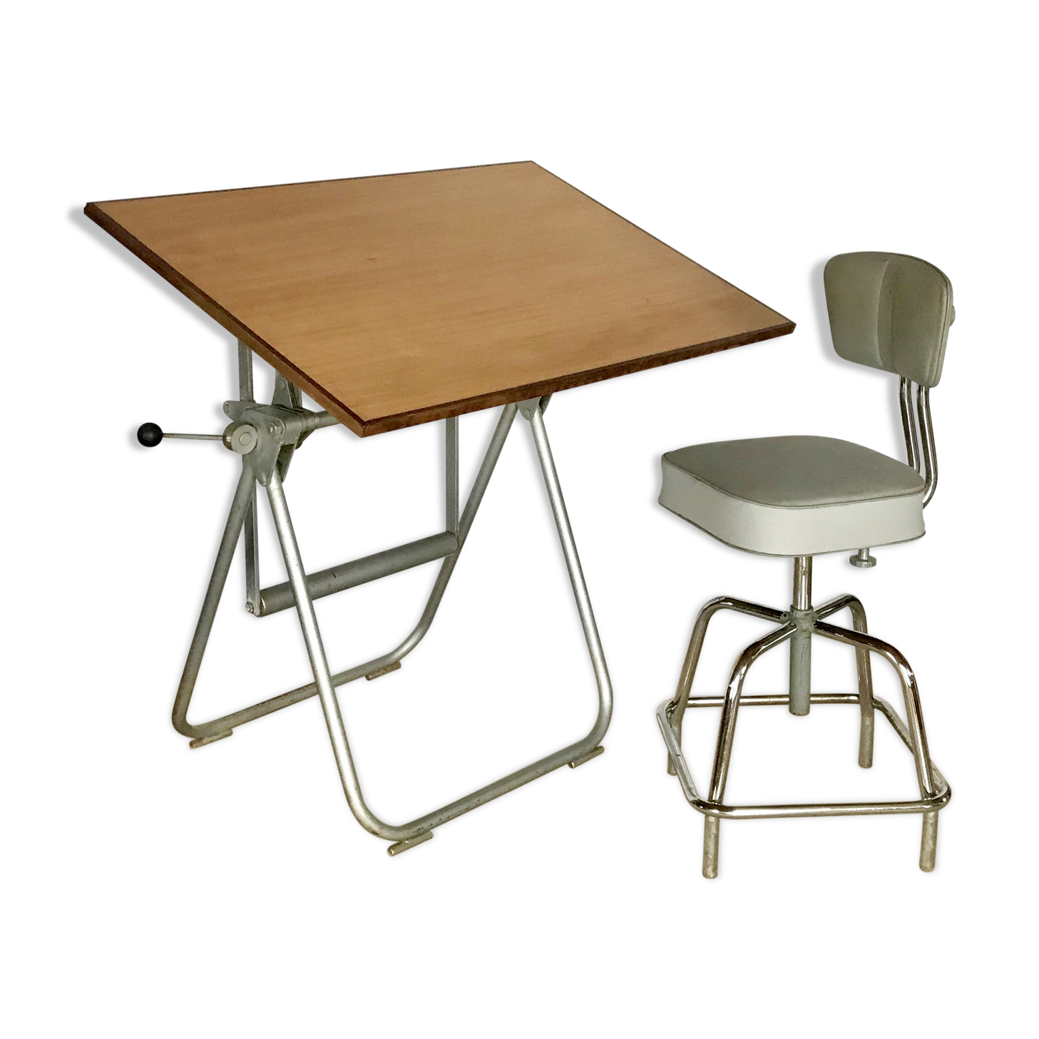 Architect Heliolithe vintage drafting table and Chair