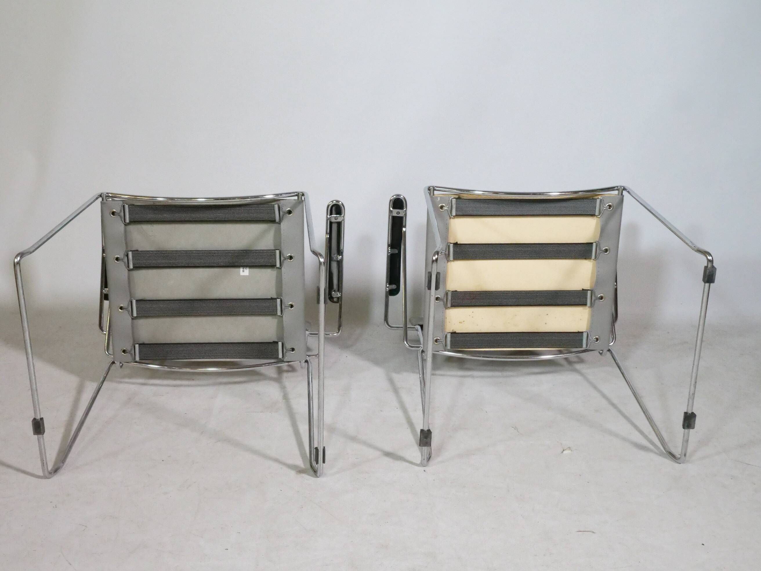 Mid-Century Design Chrome and Leather Chairs from Italy, Set of 4, 1970s