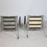 Mid-Century Design Chrome and Leather Chairs from Italy, Set of 4, 1970s