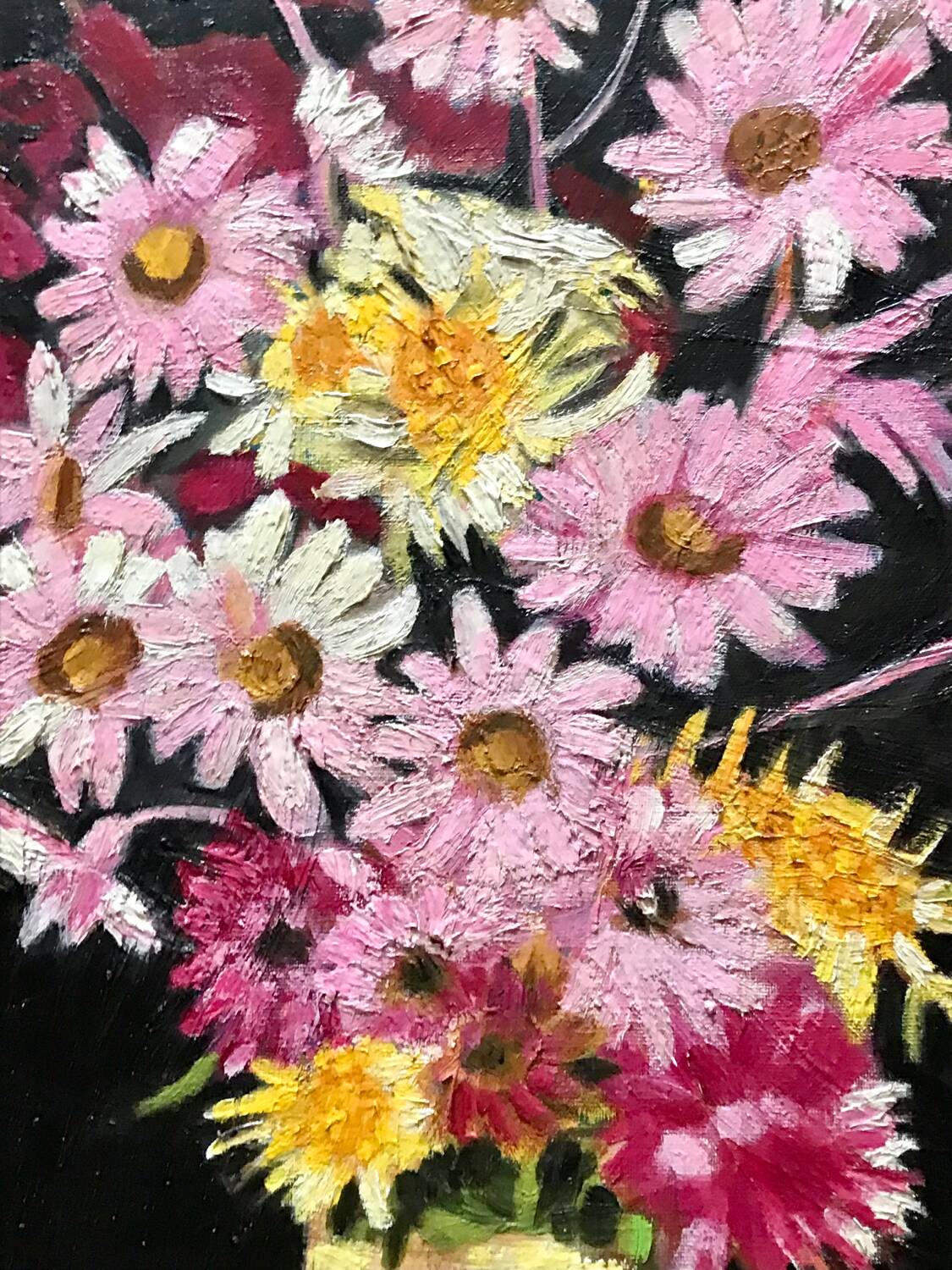 Vintage flower painting, original frame
