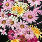 Tableau vintage à fleurs, cadre d origine