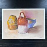 Tableau nature morte poteries