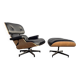 Fauteuil et repose-pieds hauts Herman Miller Original Eames, noir et chêne