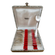 Set of 12 dessert/fish forks in silver-plated metal with hallmark.